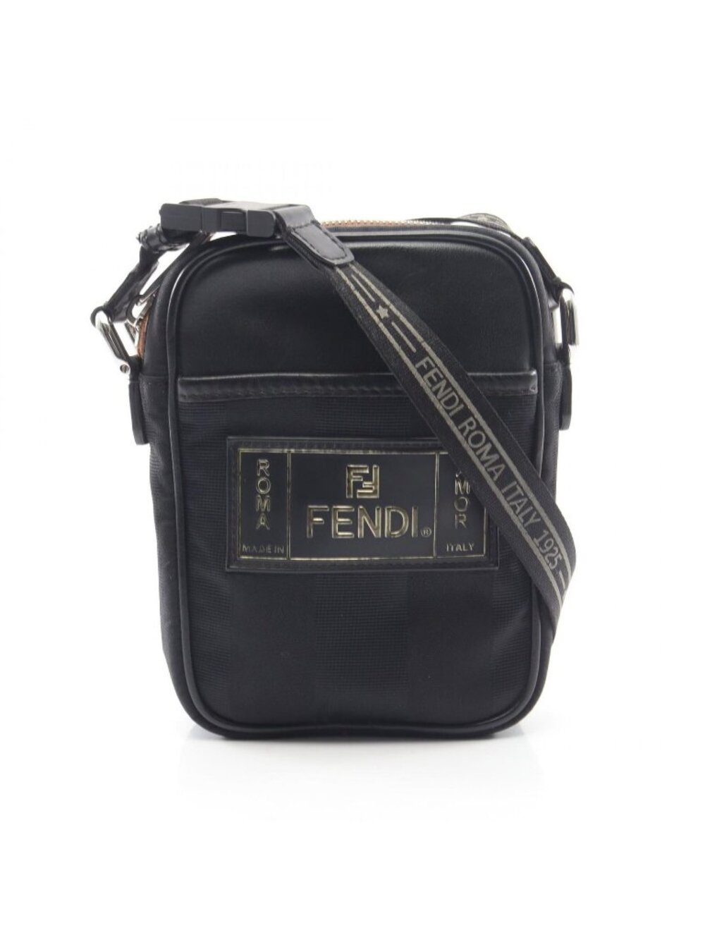 Fendi Shoulder Bag Pecan Black Nylon Leather